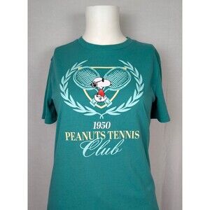 Green Snoopy T Shirt 1950 Peanuts Tennis Club Womans XS